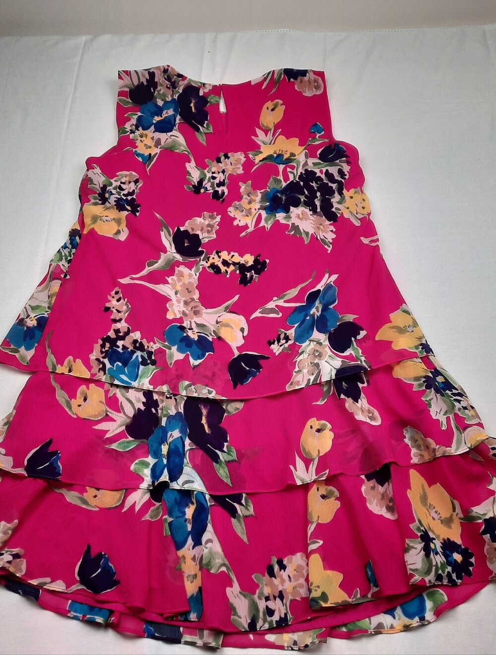 Lauren Ralph Lauren Spring Wedding Guest Dress Boho Pink Floral Ruffle Size 12 - Picture 7 of 9
